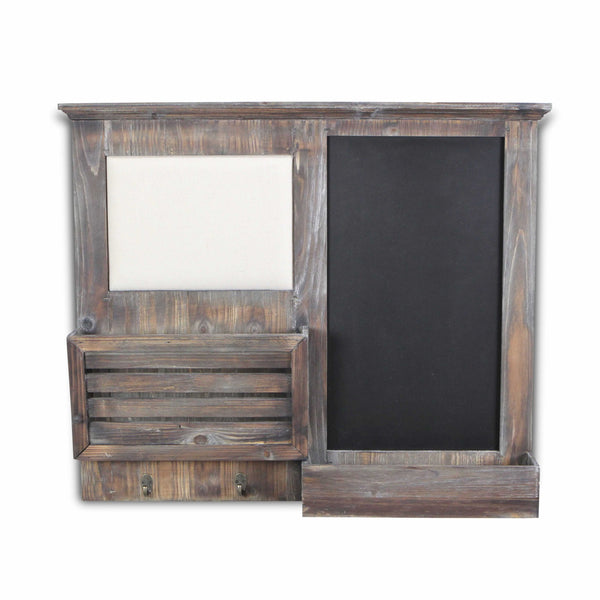 Homeroots Gray Wooden Wall Chalkboard With Side Storage Basket  Solid Wood 379874