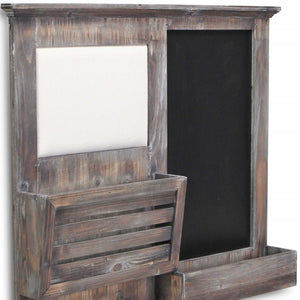 Homeroots Gray Wooden Wall Chalkboard With Side Storage Basket  Solid Wood 379874