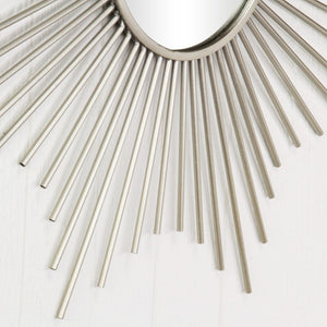 HomeRoots Striking Silver Sunburst Wall Mirror – Handcrafted, Contemporary Design for Bold Home Décor Accent 379877