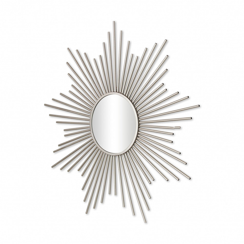 Homeroots Striking Silver Metal Sunburst Design Wall Mirror  Metal 379877