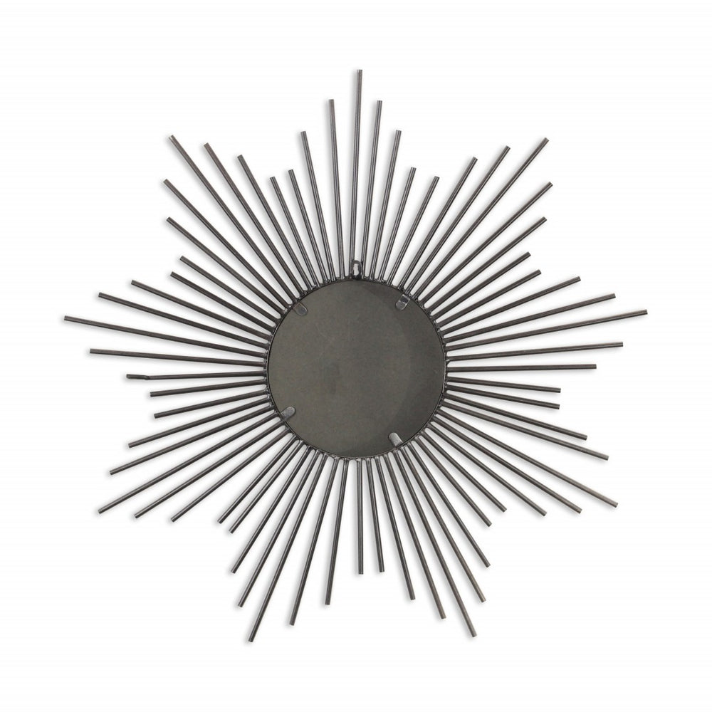 HomeRoots Striking Silver Sunburst Wall Mirror – Handcrafted, Contemporary Design for Bold Home Décor Accent 379877