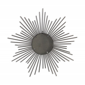 HomeRoots Striking Silver Sunburst Wall Mirror – Handcrafted, Contemporary Design for Bold Home Décor Accent 379877