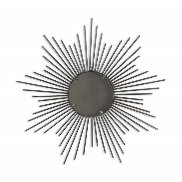 HomeRoots Striking Silver Sunburst Wall Mirror – Handcrafted, Contemporary Design for Bold Home Décor Accent 379877