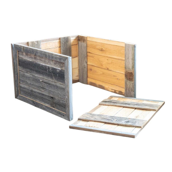 Homeroots 23" Natural Weathered Gray Plank Christmas Tree Collar  Manufactured Wood 379884