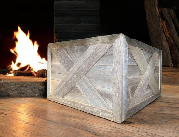 Homeroots 23" Thick Weathered Gray Christmas Tree Collar  Manufactured Wood 379885