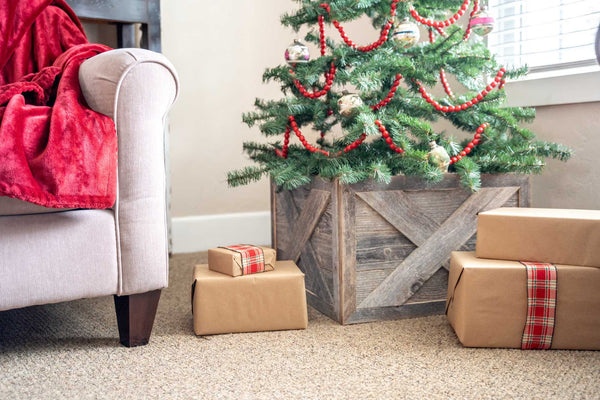 Homeroots 23" Thick Weathered Gray Christmas Tree Collar  Manufactured Wood 379885