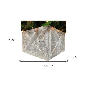 Homeroots 23" Natural Weathered Gray Whitewash Christmas Tree Collar  Manufactured Wood 379886