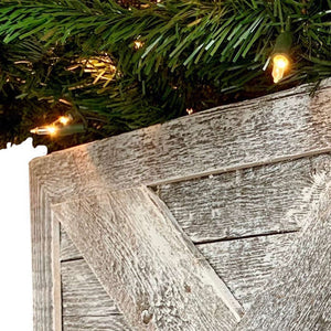 Homeroots 23" Natural Weathered Gray Whitewash Christmas Tree Collar  Manufactured Wood 379886