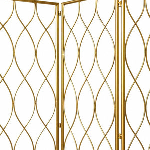 Homeroots 71" Gold Iron Folding Three Panel Screen Room Divider  Metal 379901