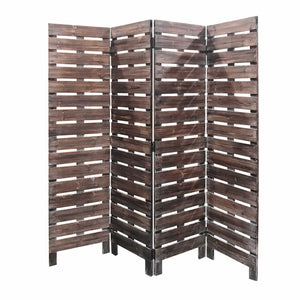 Homeroots 72" Brown Folding Four Panel Screen Room Divider  Wood 379903