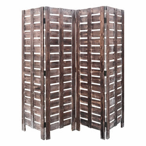 Homeroots 72" Brown Folding Four Panel Screen Room Divider  Wood 379903
