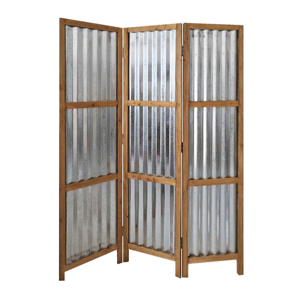 Homeroots 72" Brown Folding Three Panel Screen Room Divider  Wood 379904