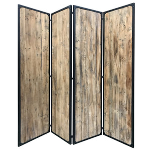 Homeroots 84" Brown Solid Wood Folding Four Panel Screen Room Divider  Wood 379906