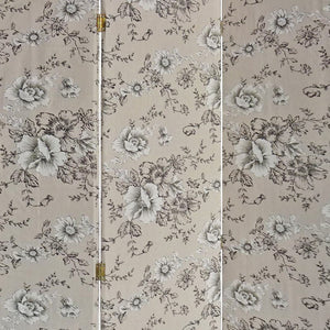 Homeroots 71" Beige And Black Fabric Folding Three Panel Screen Room Divider  Wood 379907