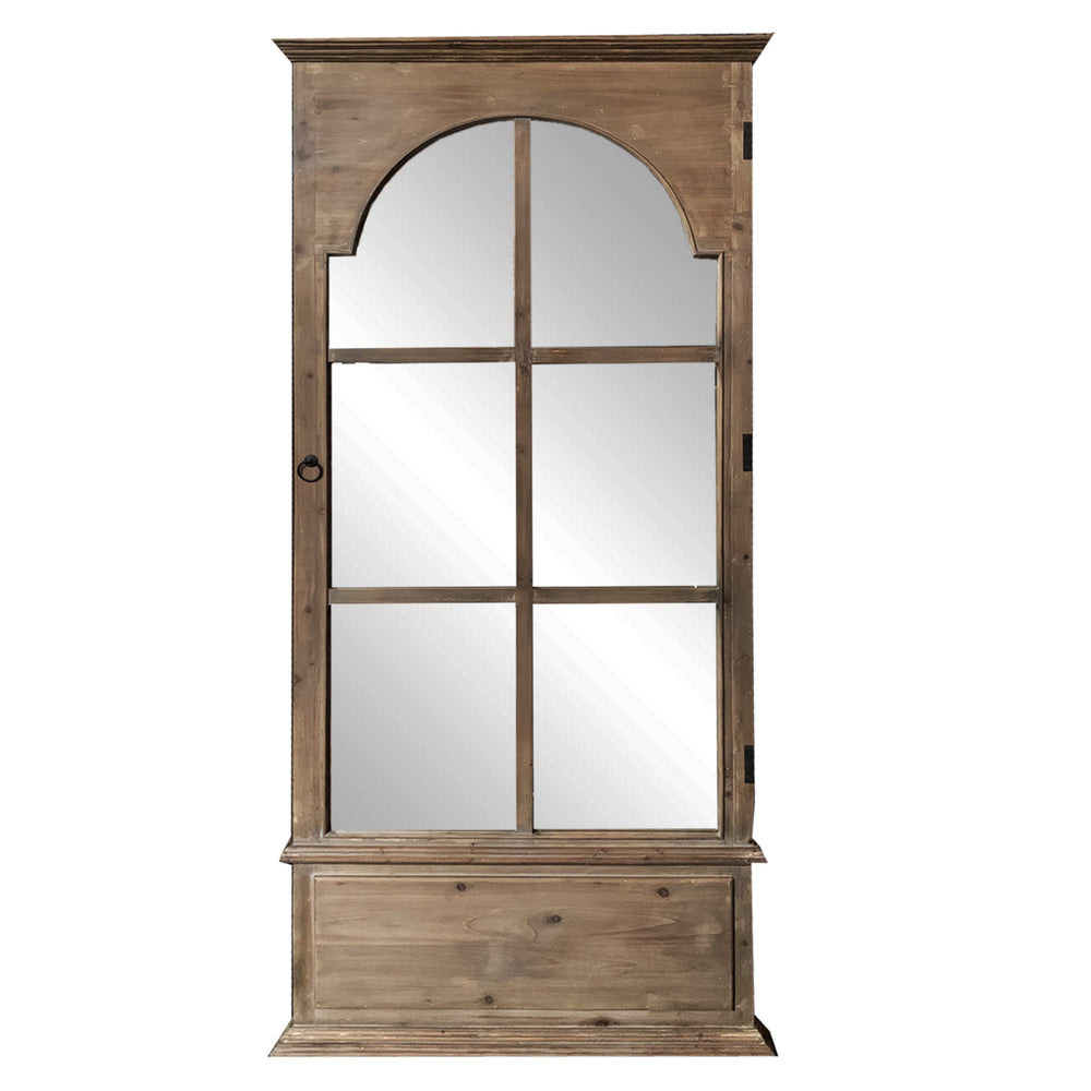 Homeroots Rectangular Rustic Door Design Leaning Mirror With Door Hinge  Wood 379913