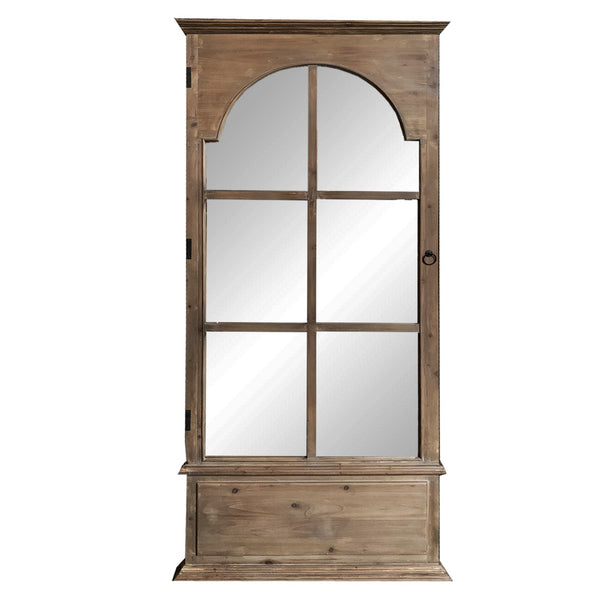 Homeroots Rectangular Rustic Door Design Leaning Mirror With Door Hinge  Wood 379913
