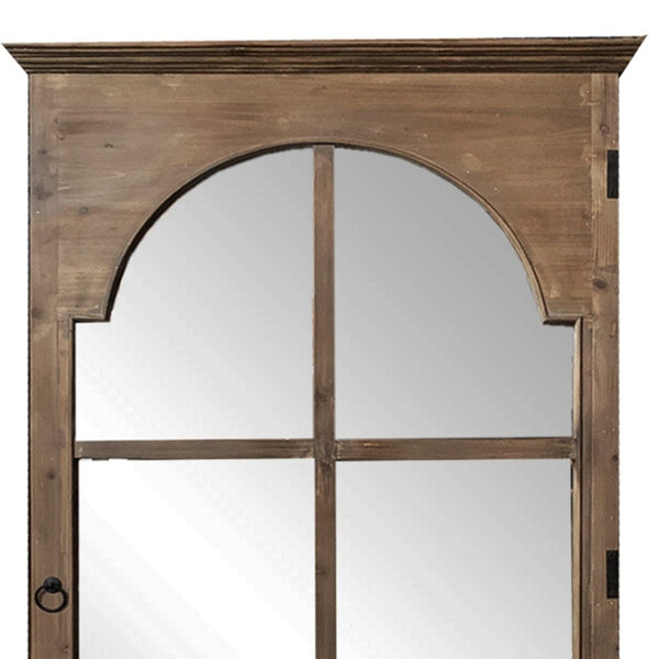 Homeroots Rectangular Rustic Door Design Leaning Mirror With Door Hinge  Wood 379913
