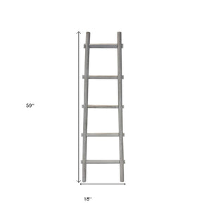 HomeRoots 59" Rustic Weathered Wood Five-Step Ladder Shelf for Stylish Storage and Display in Any Room Grey 379914