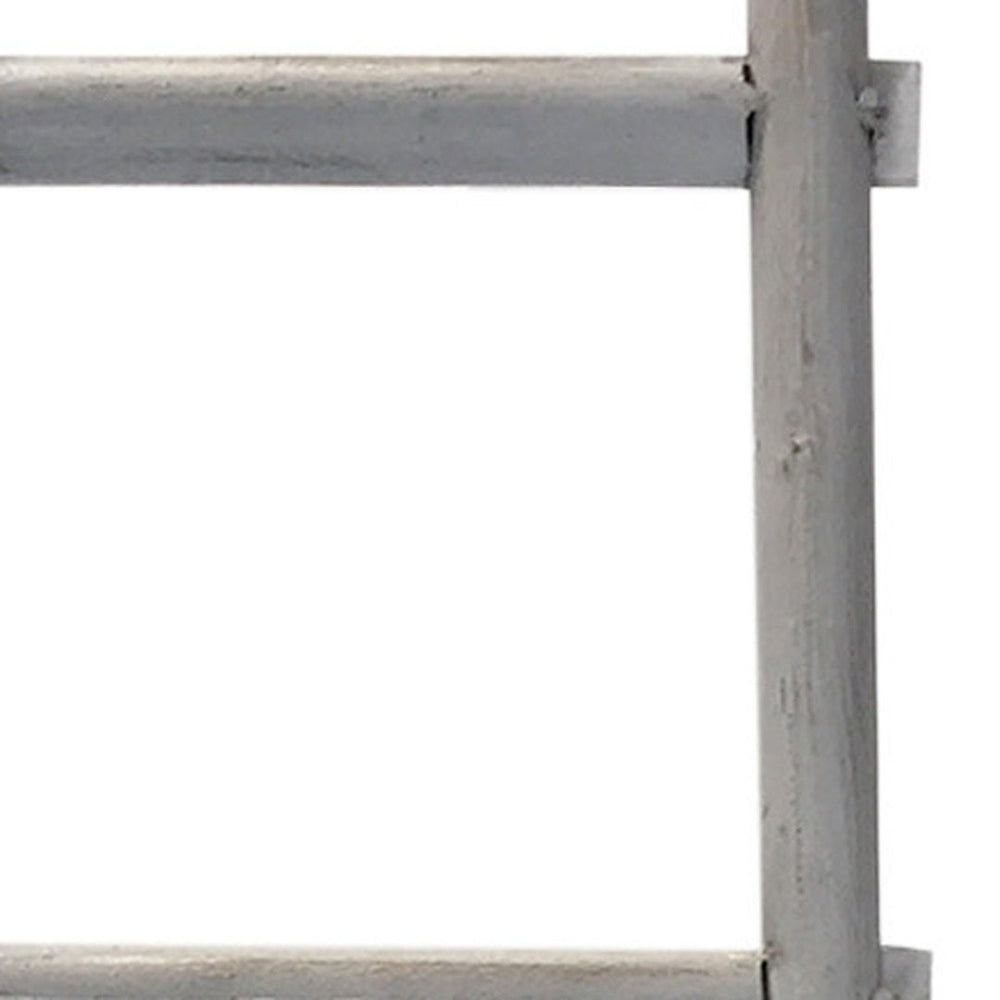 HomeRoots 59" Rustic Weathered Wood Five-Step Ladder Shelf for Stylish Storage and Display in Any Room Grey 379914