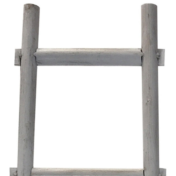 HomeRoots 59" Rustic Weathered Wood Five-Step Ladder Shelf for Stylish Storage and Display in Any Room Grey 379914