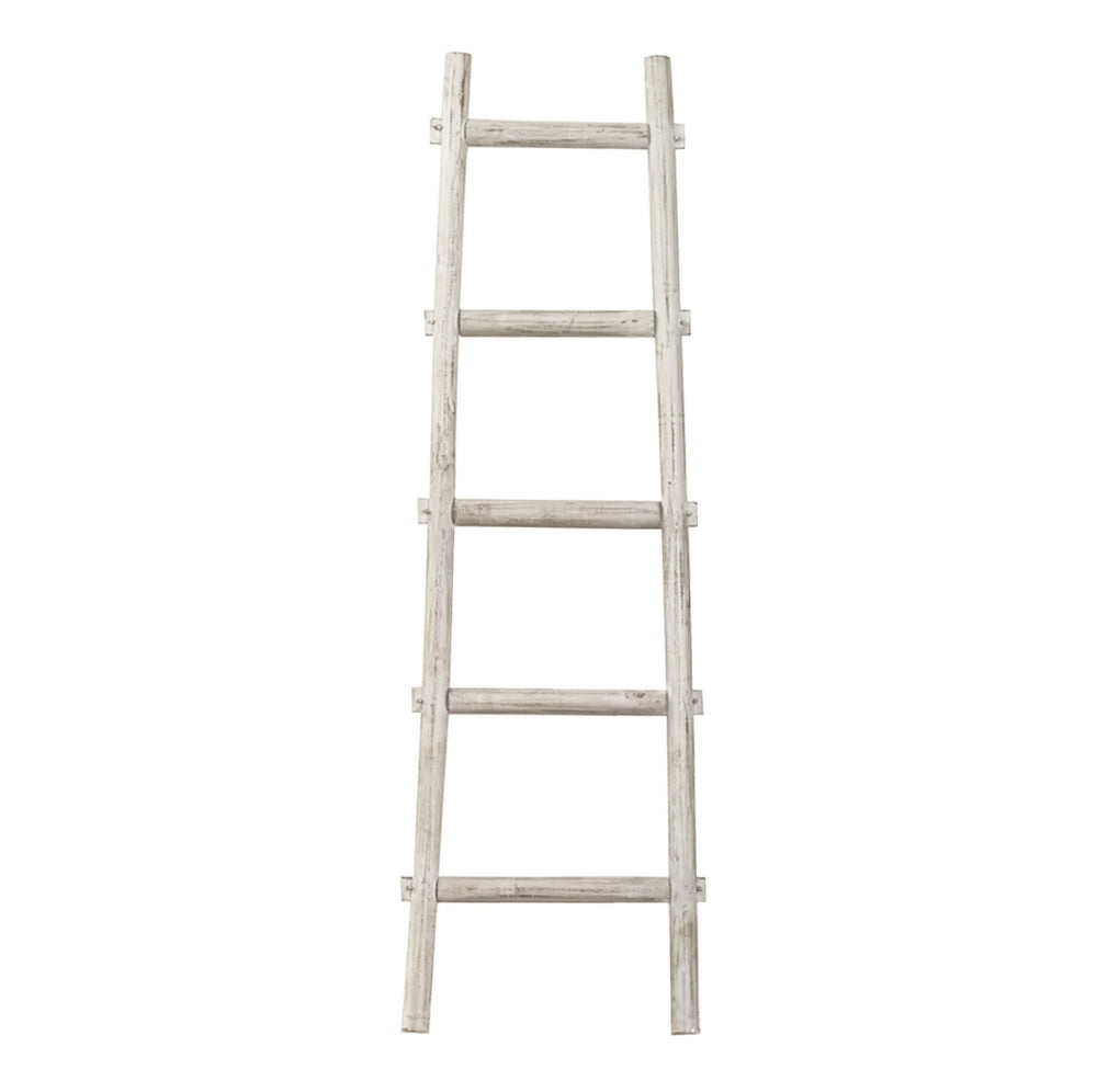 Homeroots 59" X 18" X 2" White Decorative Ladder Shelve White Wood 379916
