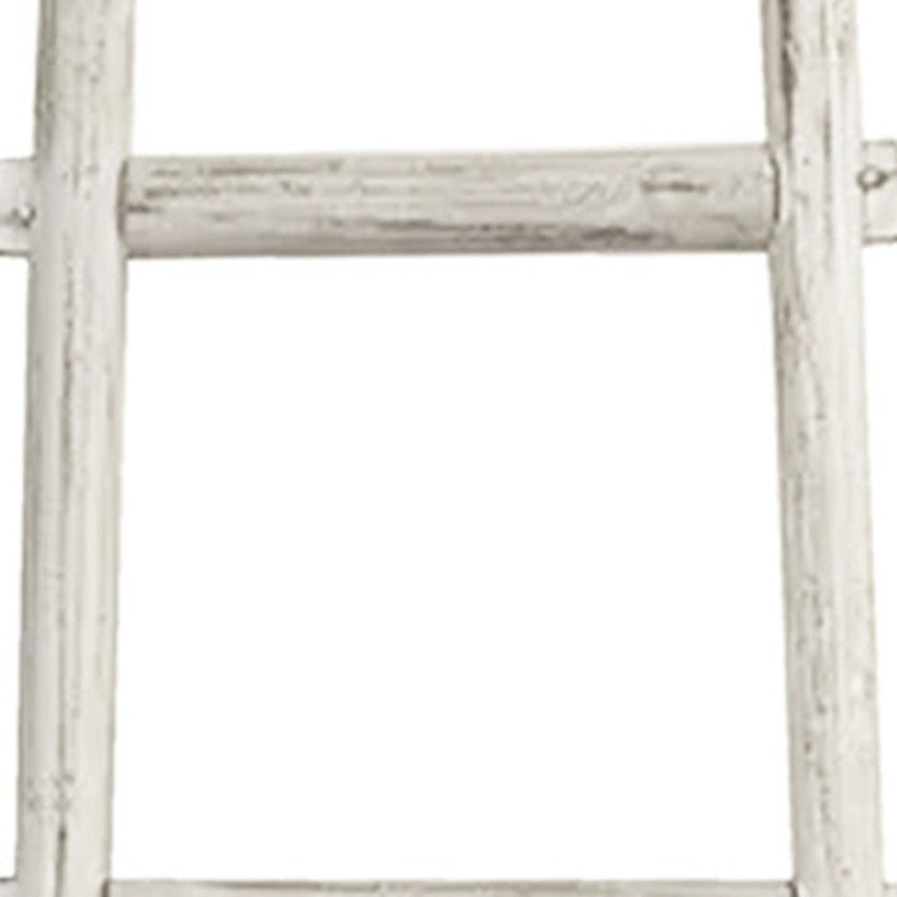 HomeRoots 72" Rustic Farmhouse Six-Step Ladder Shelf - Handcrafted Wood Display & Storage Solution for Any Room White 379919