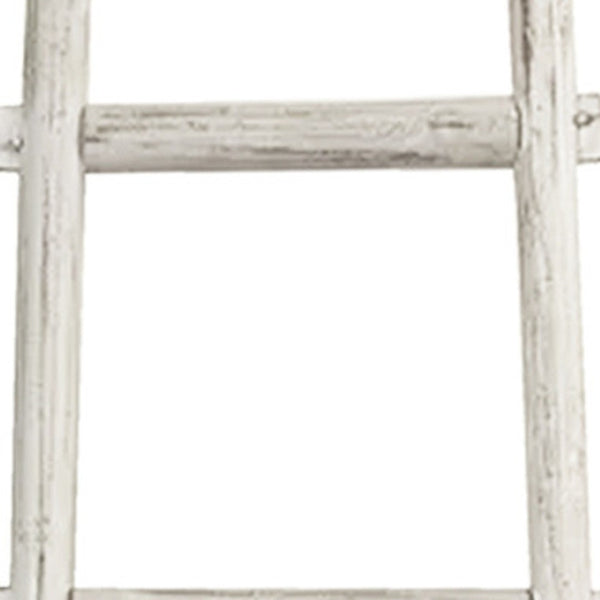 HomeRoots 72" Rustic Farmhouse Six-Step Ladder Shelf - Handcrafted Wood Display & Storage Solution for Any Room White 379919