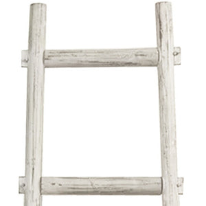 HomeRoots 72" Rustic Farmhouse Six-Step Ladder Shelf - Handcrafted Wood Display & Storage Solution for Any Room White 379919