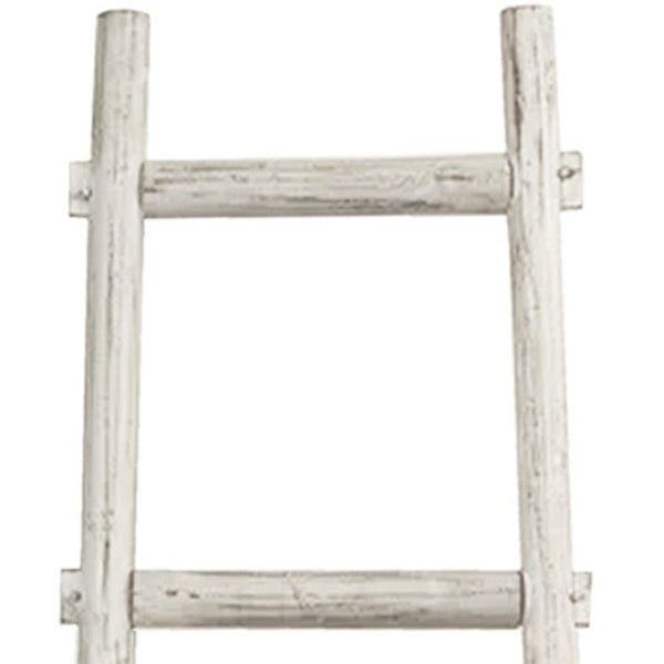 HomeRoots 72" Rustic Farmhouse Six-Step Ladder Shelf - Handcrafted Wood Display & Storage Solution for Any Room White 379919