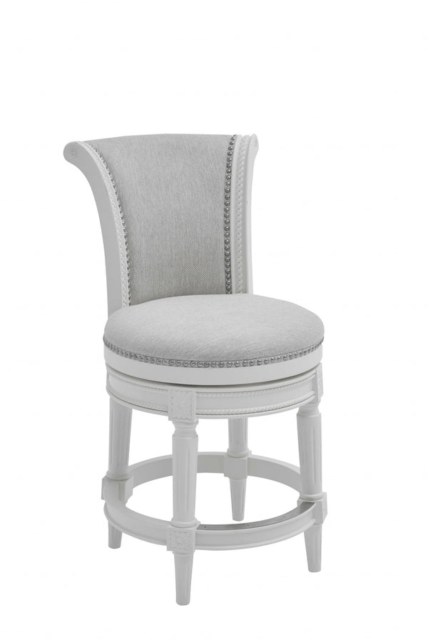 HomeRoots 39" Stylish Light Gray & White Counter-Height Swivel Bar Chair for Modern Kitchen & Dining Areas 379920