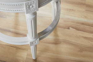 Homeroots Light Gray And White Solid Wood Swivel Bar Chair   379921