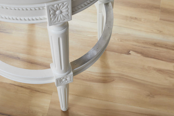 Homeroots Light Gray And White Solid Wood Swivel Bar Chair   379921