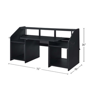 English Elm Rectangular Studio Music Desk with Pullout Tray, Headphone Hooks and Sturdy Pro Equipment Mounting Black B016P323364