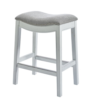 Homeroots 31" Light Gray And White Upholstered And Solid Wood Backless Bar Height Bar Chair   379937