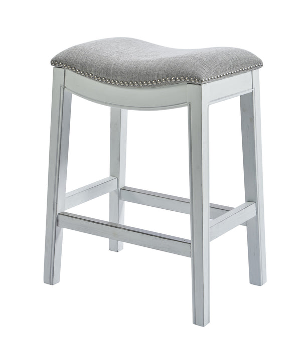 Homeroots 31" Light Gray And White Upholstered And Solid Wood Backless Bar Height Bar Chair   379937