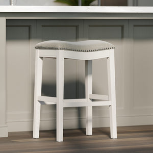 HomeRoots 31" Light Gray Upholstered Backless Bar Chair with Solid Wood Frame - Modern Comfort & Style 379937