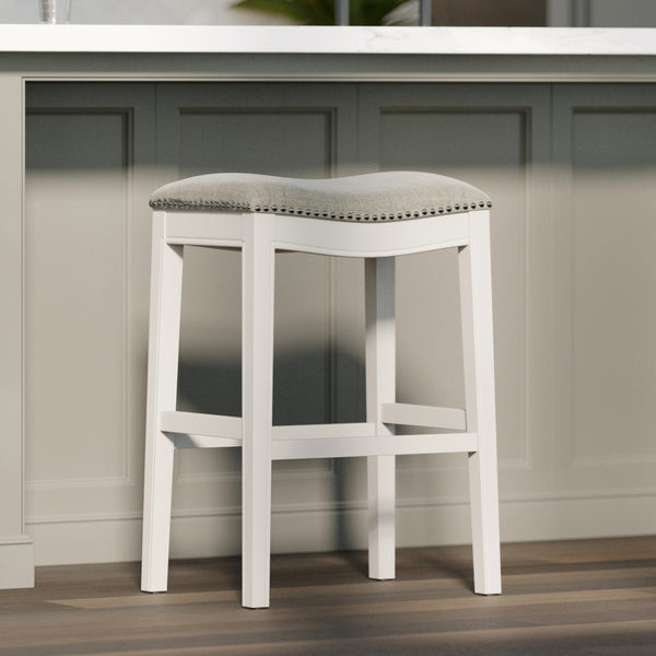 HomeRoots 31" Light Gray Upholstered Backless Bar Chair with Solid Wood Frame - Modern Comfort & Style 379937