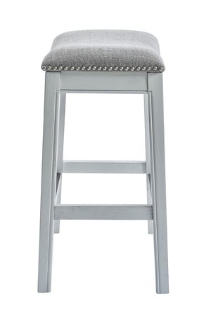 Homeroots 31" Light Gray And White Upholstered And Solid Wood Backless Bar Height Bar Chair   379937