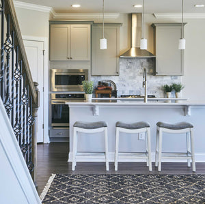 Homeroots 31" Light Gray And White Upholstered And Solid Wood Backless Bar Height Bar Chair   379937