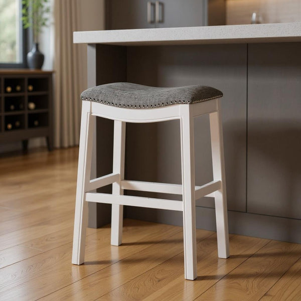 HomeRoots 31" Light Gray Upholstered Backless Bar Chair with Solid Wood Frame - Modern Comfort & Style 379937