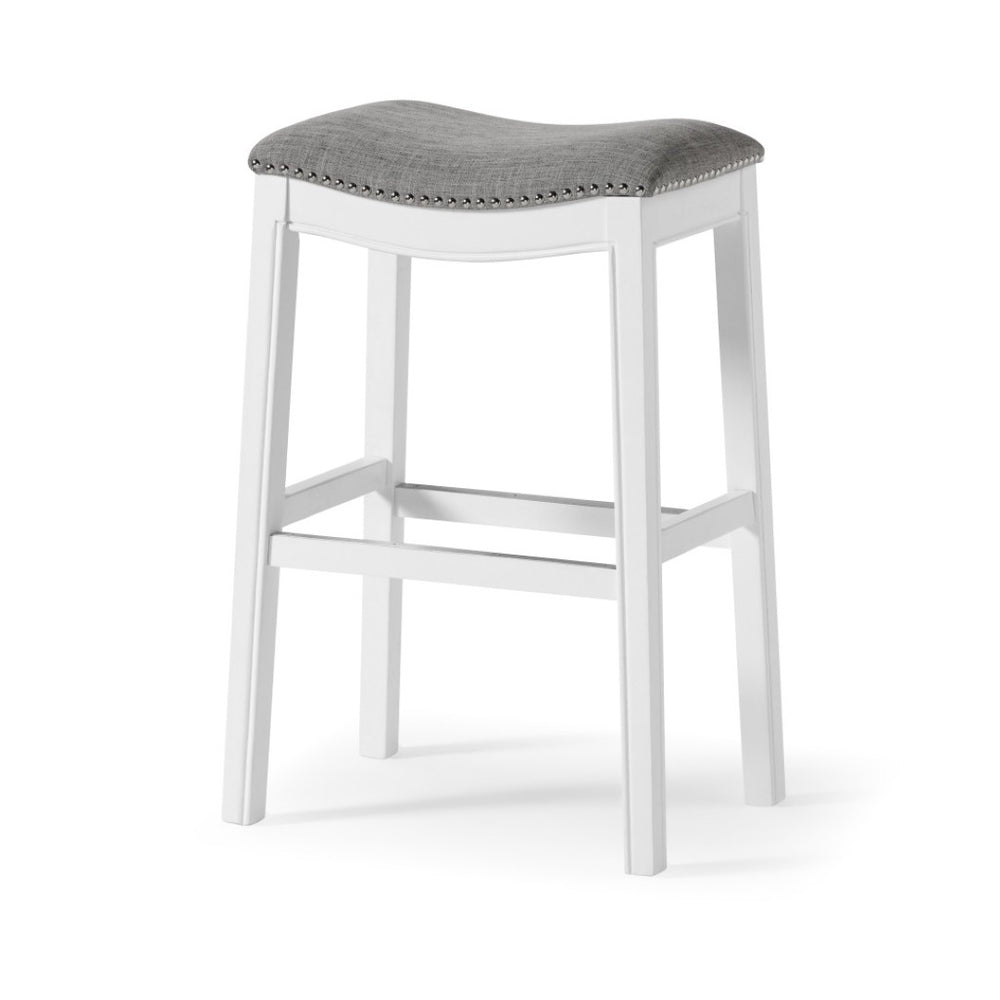 HomeRoots 31" Light Gray Upholstered Backless Bar Chair with Solid Wood Frame - Modern Comfort & Style 379937