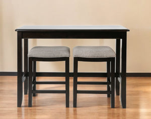 HomeRoots Set of Two 27" Backless Bar Chairs with Table in Light Gray & Dark Brown for Stylish Spaces 379938