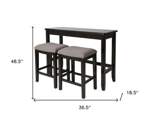 HomeRoots Set of Two 27" Backless Bar Chairs with Table in Light Gray & Dark Brown for Stylish Spaces 379938
