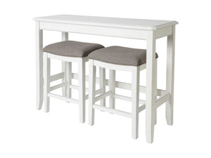 Homeroots 49" Three Piece White Rectangular Solid And Manufactured Wood Bar Table   379939