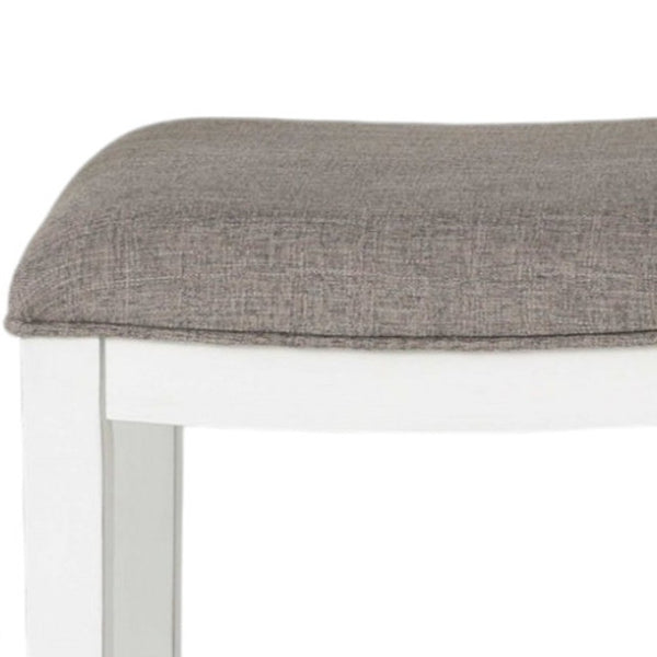 HomeRoots 49" Elegant Three-Piece White Wood Bar Set with Cushioned Stools for Modern Farmhouse Charm 379939