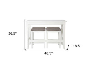 HomeRoots 49" Elegant Three-Piece White Wood Bar Set with Cushioned Stools for Modern Farmhouse Charm 379939