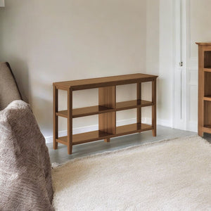HomeRoots Brown Solid Wood Double Bookcase – Elegant, Space-Saving Storage for Books & Decor in Any Room 379940