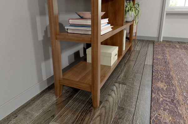 HomeRoots Brown Solid Wood Double Bookcase – Elegant, Space-Saving Storage for Books & Decor in Any Room 379940