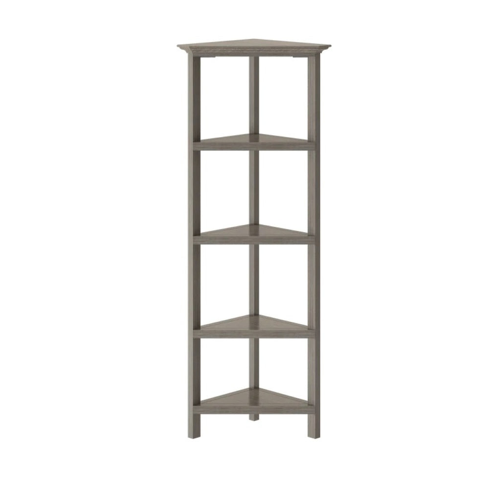 HomeRoots Gray Solid Wood Corner Bookcase – Stylish & Practical Storage Solution for Compact Spaces and Décor 379943