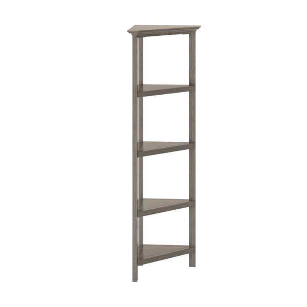 Homeroots 60" Washed Grey Solid Wood Corner Bookcase   379943